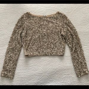 Alice + Olivia cropped sequin top